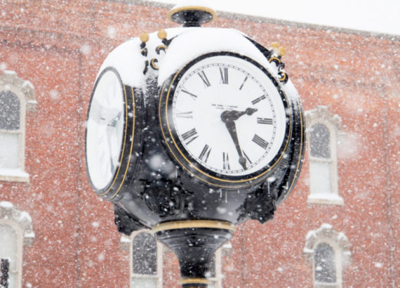 The clock in downtown Medina, NY.
