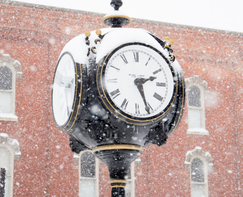 The clock in downtown Medina, NY.