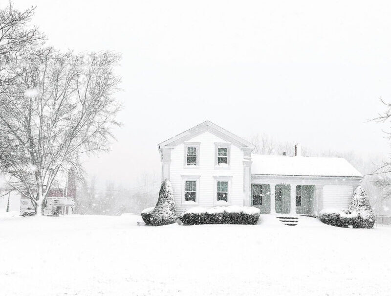 Our house with a fresh blanket of snow during the Christmas Holiday season in Medina, NY. Western New York has some of the most beautiful winters.