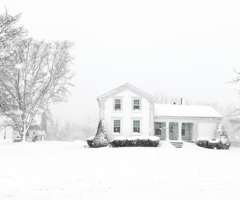 Our house with a fresh blanket of snow during the Christmas Holiday season in Medina, NY. Western New York has some of the most beautiful winters.